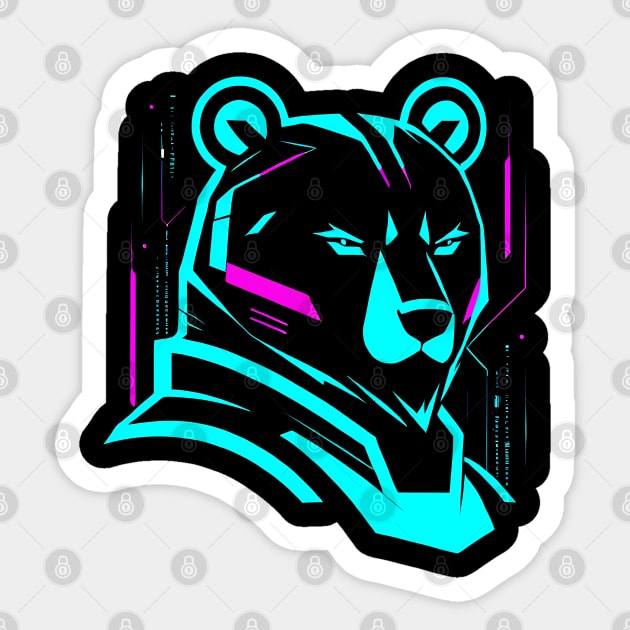 Bear Logo Cyberpunk Sticker by TaevasDesign